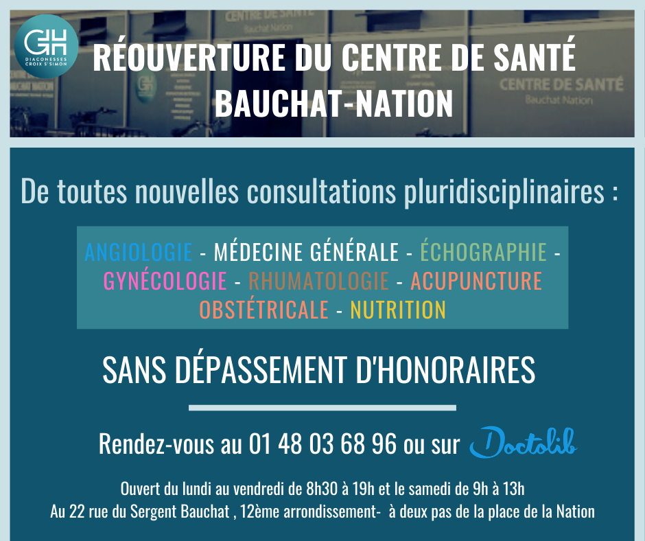 Réouverture Centre de santé Bauchat-Nation GH Diaconesses Croix Saint-Simon 