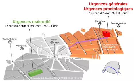 Où trouver nos urgences générales, nos urgences proctologiques et nos urgences maternité